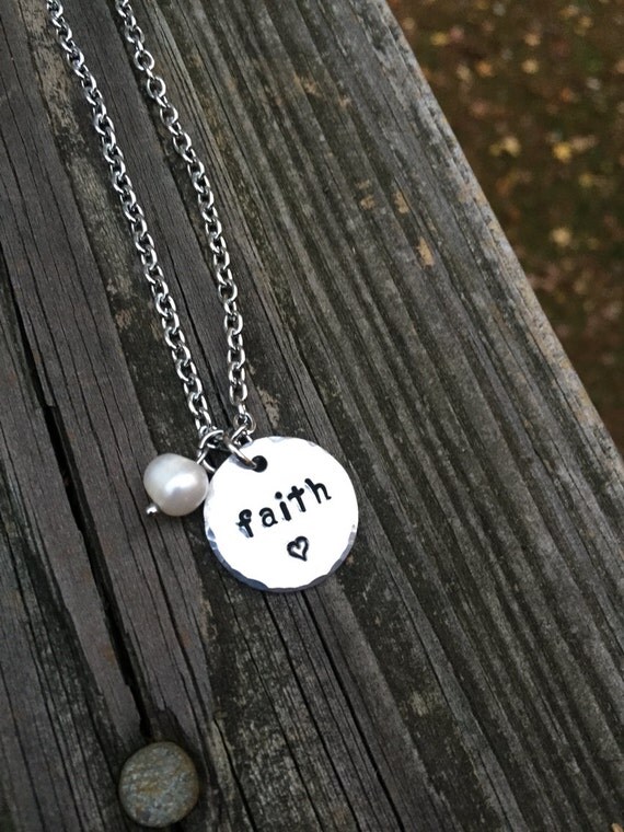 Name faith Necklace Handstamped with by BlueWillowBracelets