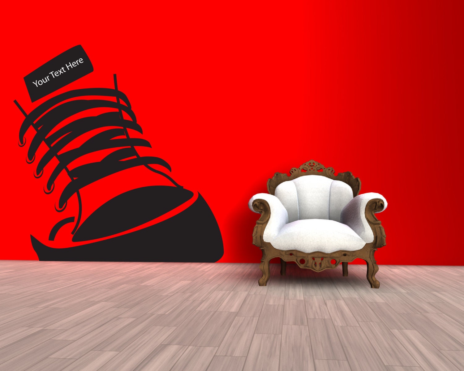 Custom Made Shoe Wall Decor Decal Vinyl Sticker with Text