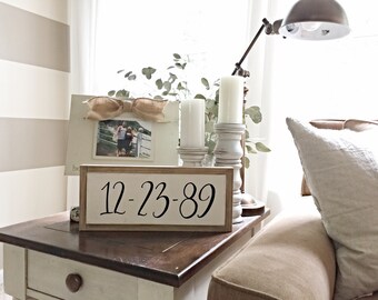 Wedding Date Sign | Save The Date | Anniversary | Wedding Gift | Gallery Wall | Farmhouse Style | Engagement Photo Prop | Save Our Date Sign