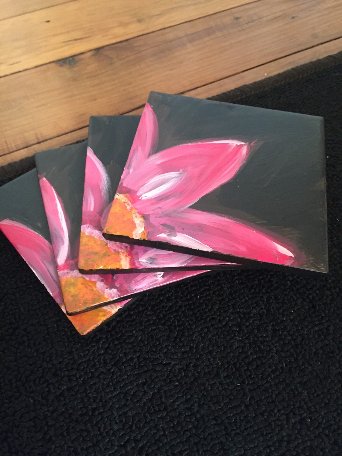 Hand Painted Flower Coasters / Coaster by LovelyJessicaLynn