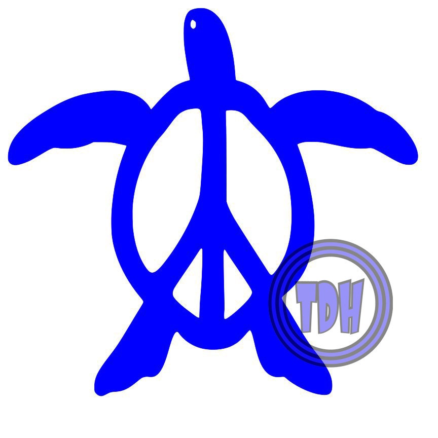 Digital Download Sea Turtle Peace SVG DXF EPS Silhouette