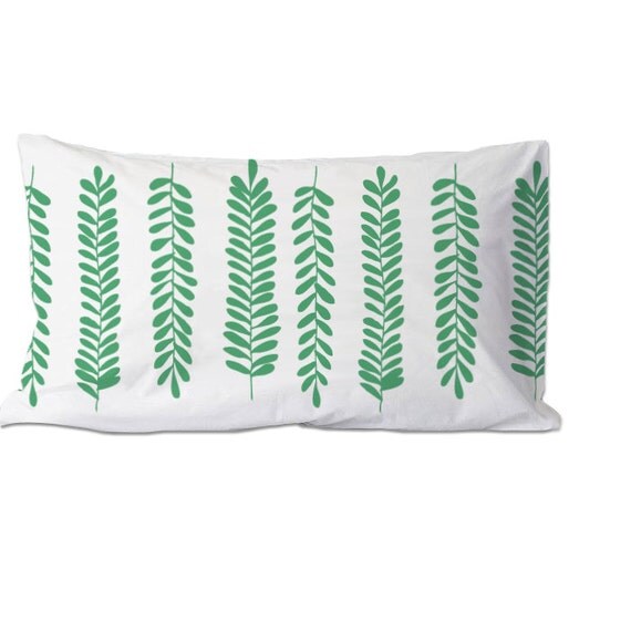 Leaves Pillowcase Organic Pillow case Botanical by RiverOakStudio