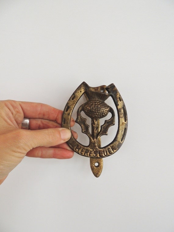vintage brass door knocker scottish thistle vintage door