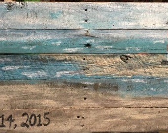 Beach Scene on Distressed Reclaimed Wood