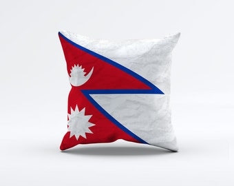Flag of Nepal Throw Pillow Cover 15 x 15 inch