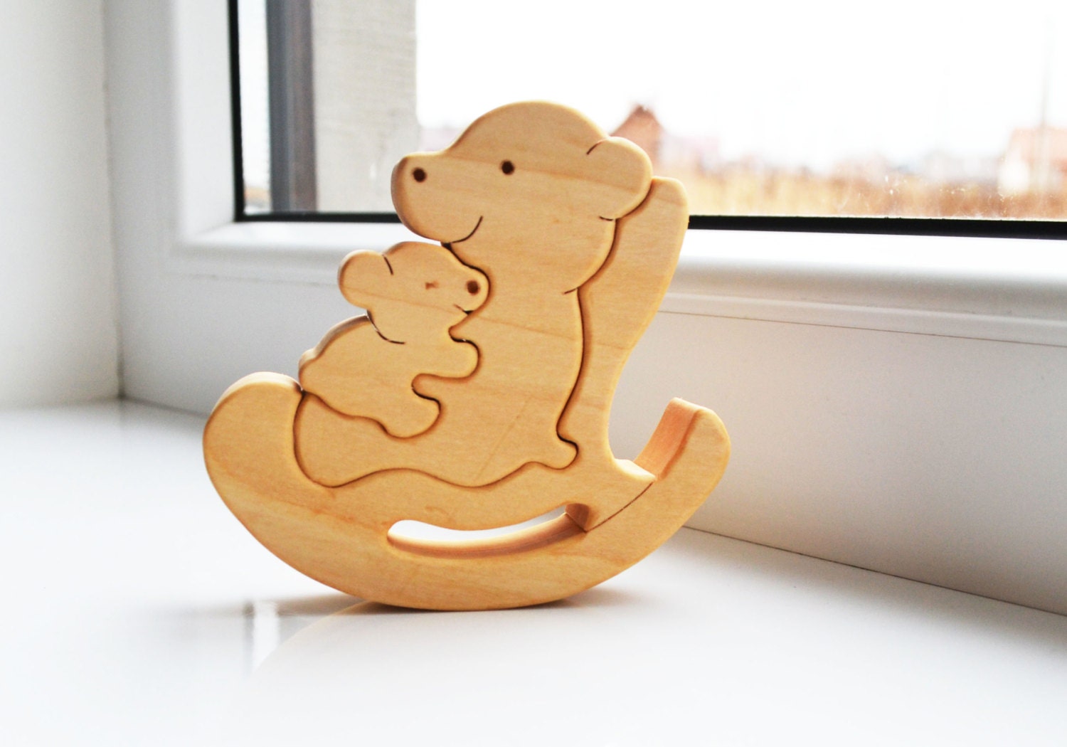 Mother's day Kids gift Wood bear Wooden Puzzle bear