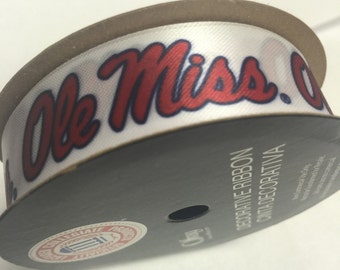 7/8-inch Ole Miss Rebels Ribbon, NCCA ribbon Offray College Ribbon - 9 feet / University of Mississippi