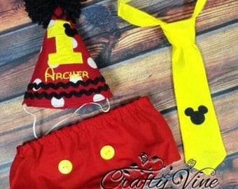 Boys Mickey inspired cake smash outfit