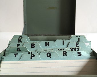 Metal Index BOX Card File HON Muscatine Iowa Alphabet Dividers