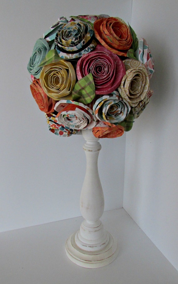 Handmade Paper Flower Topiary Centerpiece