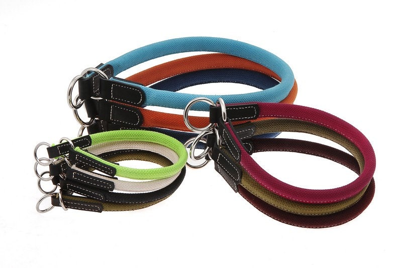 Dog Choke Slip Collar Rolled Round Cotton Training Long Haired