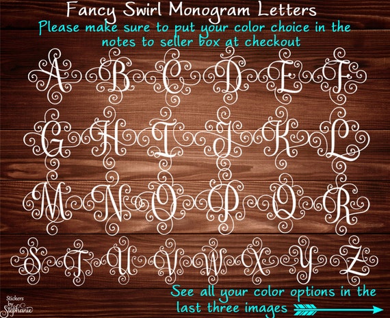 Fancy Swirl Individual Monogram Letters by StickersbyStephanie