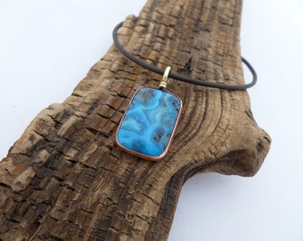 Agate Necklace, Agate and Copper Necklace, Men's Necklace, Women's Necklace, Copper and Brass Pendant, ColeTaylorDesigns
