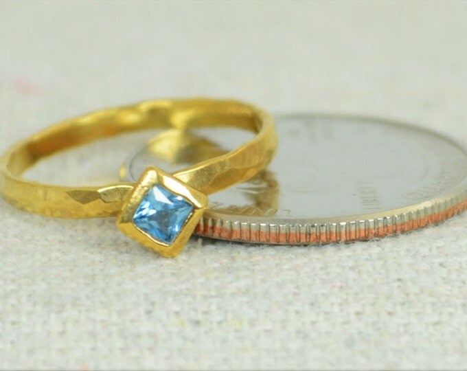 Square Aquamarine Ring, Gold Filled Aquamarine Ring, March Birthstone Ring, Square Stone Mothers Ring, Square Stone Ring, Gold Ring