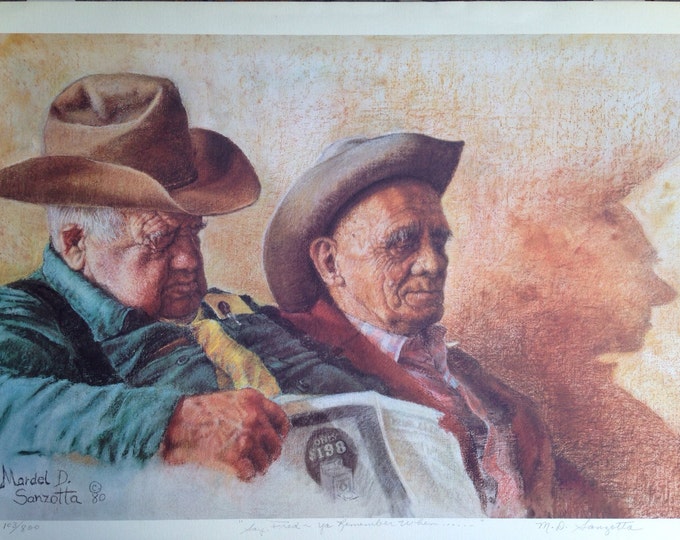 Storewide 25% Off SALE Original Limited Edition Mardel D. Sanzotta Pencil Singed Chalk Painting Titled "Say Fred... Ya Remember When..."