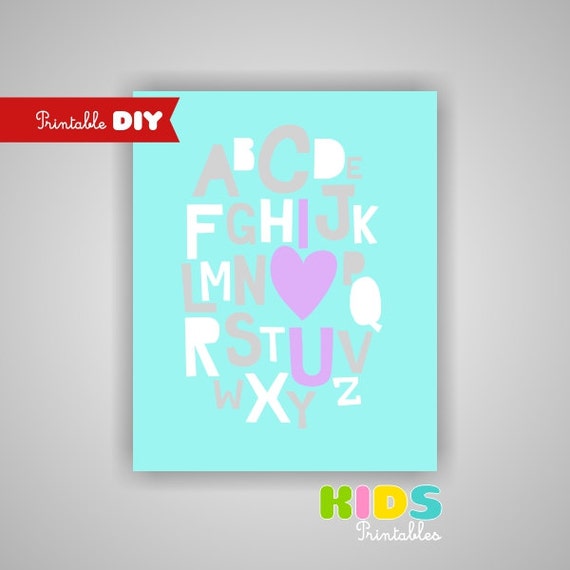 Items similar to Nursery Art Print, Alphabet, 16X20 JPG file, Printable