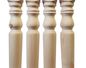 Set of 4 knotty pine unfinished wooden table legs 29 x 3 1/2