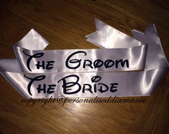 Groom sash, the groom sash , the bride sash , bride sash , sash, personalised sash , personalized sash . bridesmaid sash , groomsmen sash
