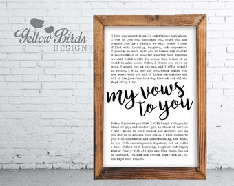 Wedding Vows Print, Personalized, Wedding Keepsake, Anniversary Gift, Wedding Shower Gift, 11x17 Print