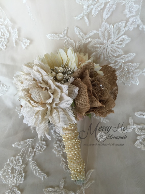 Items Similar To Burlap Bridal Bouquet Rustic Burlap Bouquet Burlap Bouquet Bridesmaids 9367