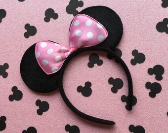 Mouse Ears Headband (Wedding Crown Butterfly Tiara Princess Land World Cruise Birthday Party Favors Favor Festival Princess Poka Dot Bow)