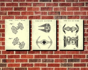 Star Wars Patent Prints Set 3 Star Wars Blueprints Star Wars Posters Tie Fighter Tie Bomber Tie Interceptor