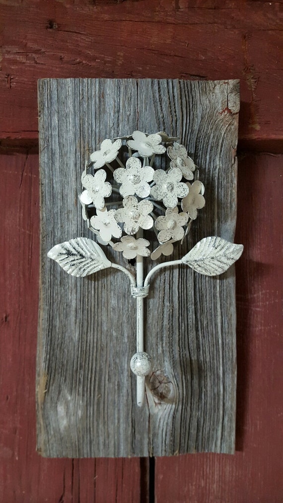 Vintage flower Bouquet hanger on Barnwood