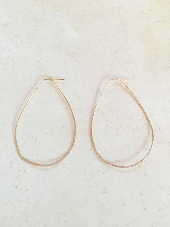 Thin Gold Oversized Almond Hoops