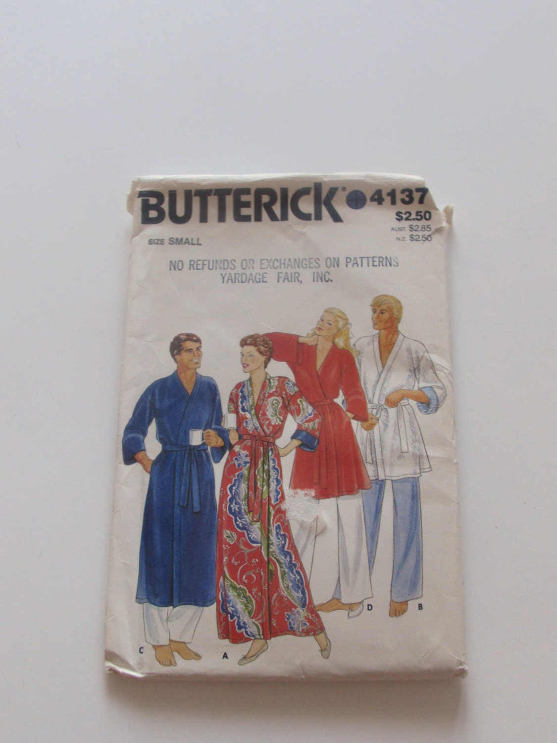 Men and Women's Bathrobe Butterick Pattern No 4137 Uncut
