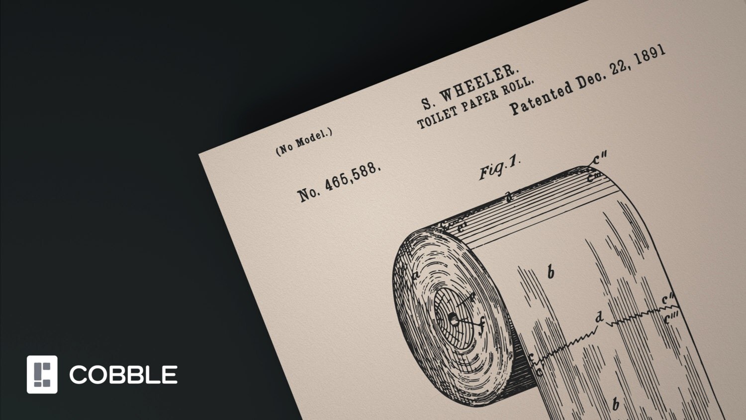 The Original Toilet Paper Roll Patent 1891 Patent Print