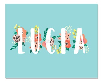 Lucia Personalized Name Sign Printable Name Sign Printable Art Printable Wall Art Birthday Party Decor Baby Name Sign Party Printable