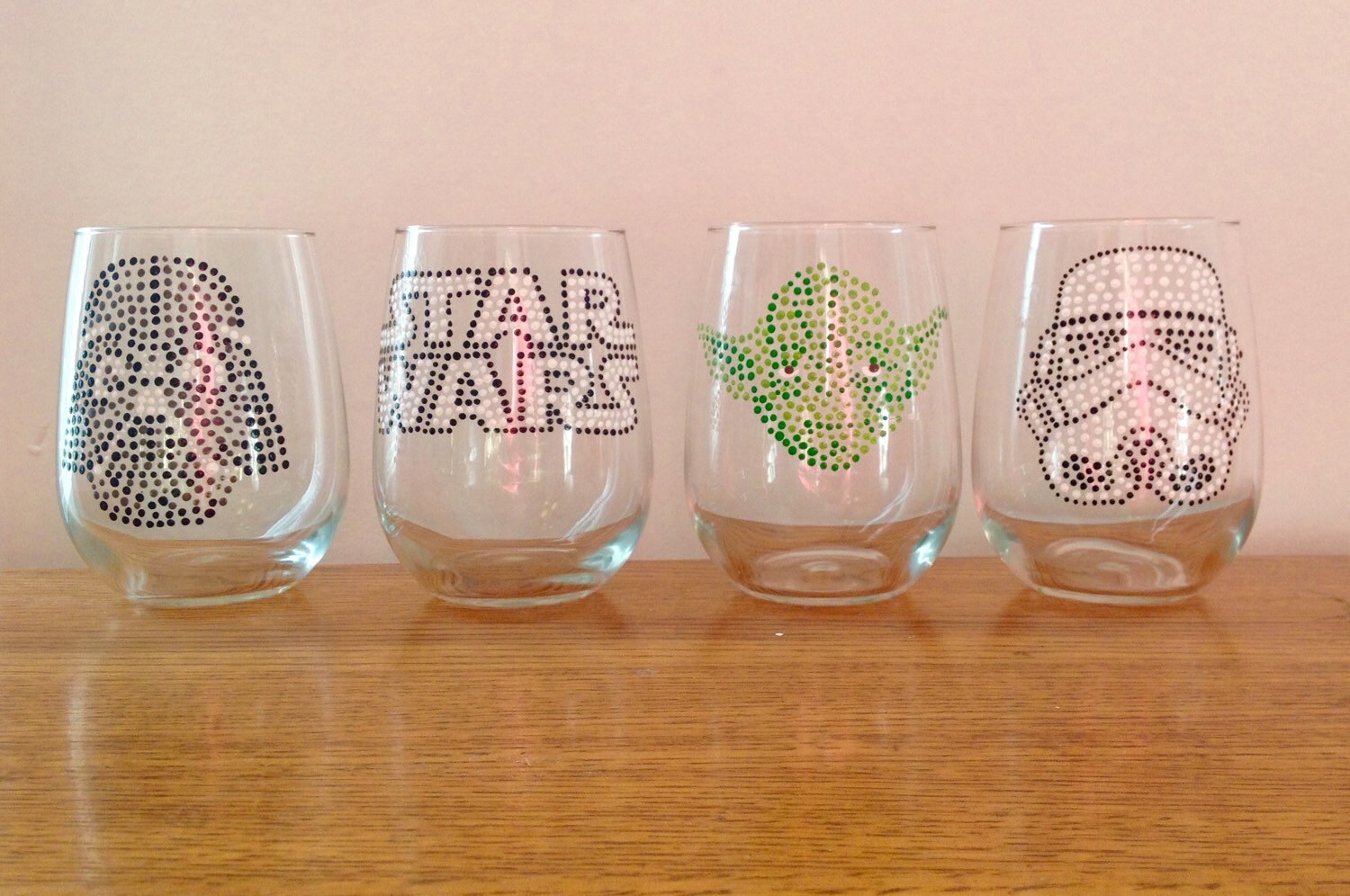 Star Wars Set of 4 Stemless Wine Glasses