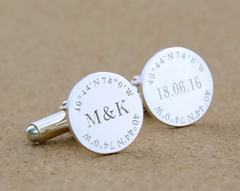 Groom Wedding Cufflinks,Coordinate Cufflinks,Personalized Monogram Cufflinks,Groom Cufflinks,Date and Initials Cufflinks,Engraved Cufflinks