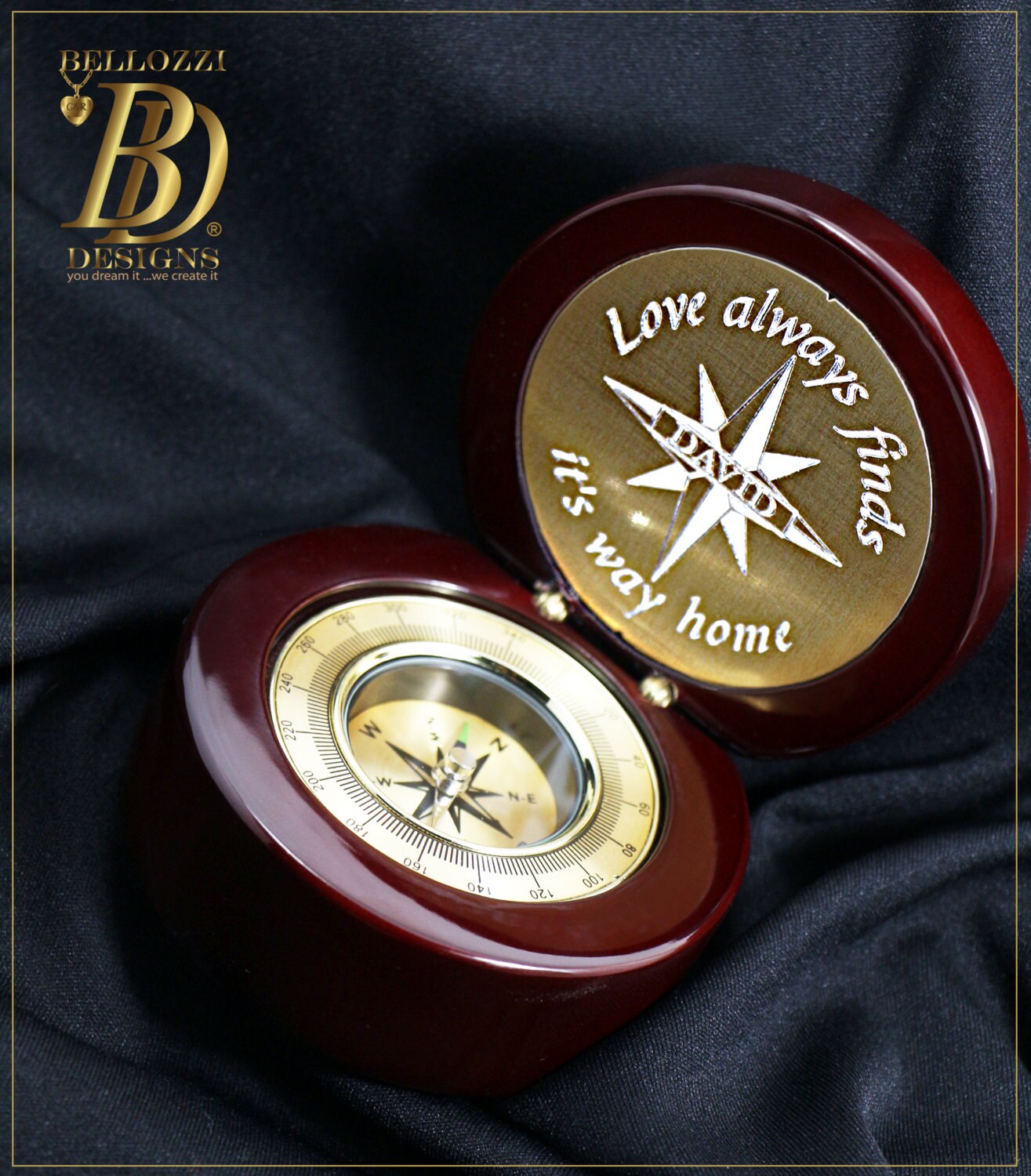 SALE Personalized Engraved Compass Working by BellozziDesigns