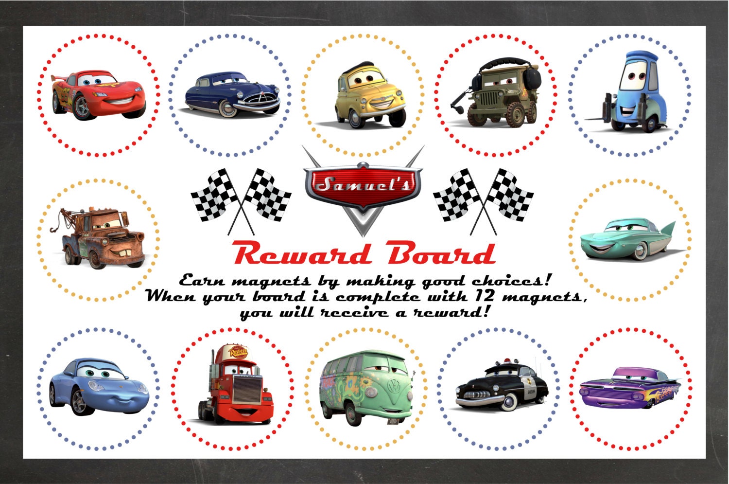 Reward Chart Personalized Magnetic CARS Reward Board CARS