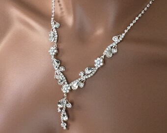 Bridal jewelry set, Crystal Necklace with Earring, wedding jewelry set, Bridesmaid Crystal Jewelry Set
