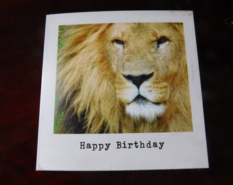 Items similar to Stampin Up Happy birthday card - cute lion looking at ...