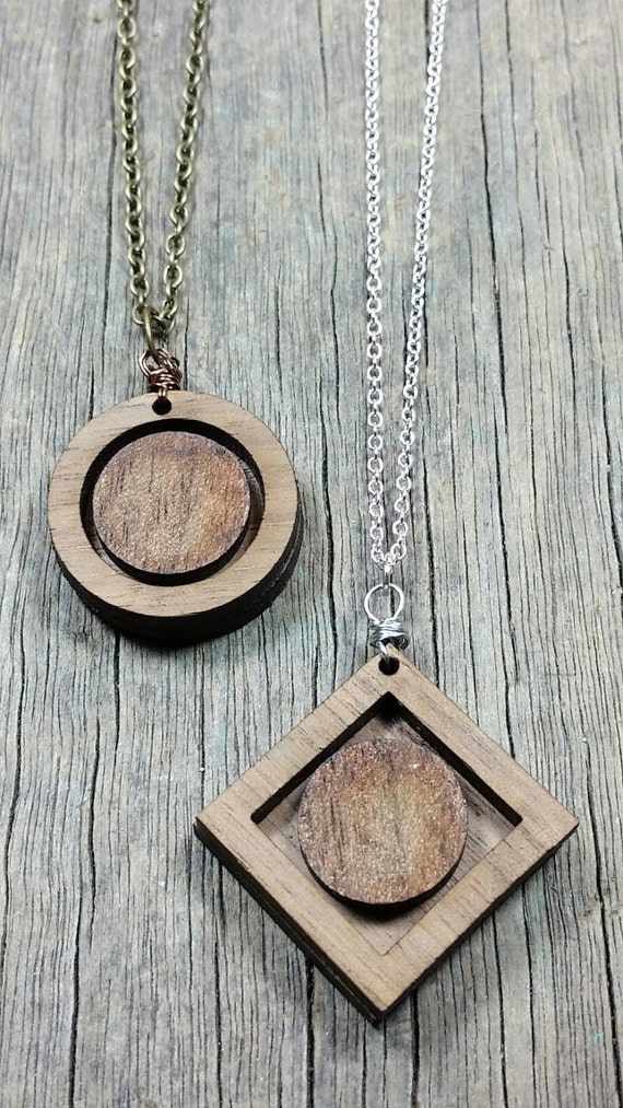 Walnut Wood Shadow Box EssentialOil Diffusing Necklace