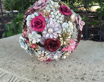 Brooch Bouquet/Mauve Bridal Bouquet/Ready to Ship Bouquet/Pink Brooch Bouquet/Country Wedding/Bohemian Wedding/Barn Wedding/Pink Bouquet