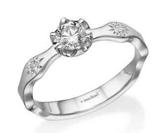 Unique Ring, Diamond Engagement, Engagement Ring, Anniversary Ring, Statement Ring, Promise Ring, White Engagement ring, White gold Ring