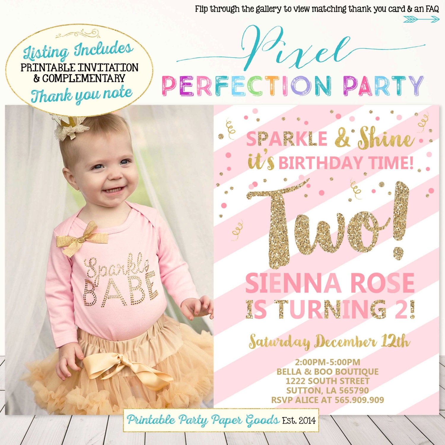 2Nd Birthday Party Invitations Girl 2