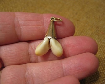 Superb Antique 14 Carat Gold Deer Teeth Pendant 3.6 Grams.