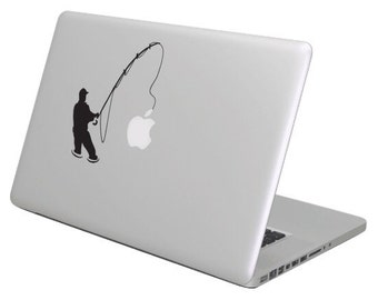 Fisherman angler MacBook Decal sticker. Choose your size. Laptop People Love apple ad commercial