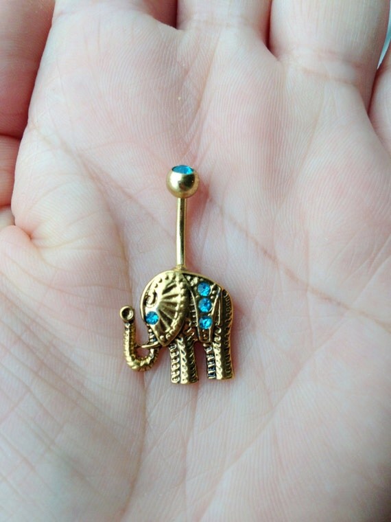 Elephant Belly Ring. Gold Belly Button Ring. by wirewirewire