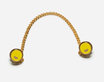 Yellow Button pins, 3-Way Collar Pin