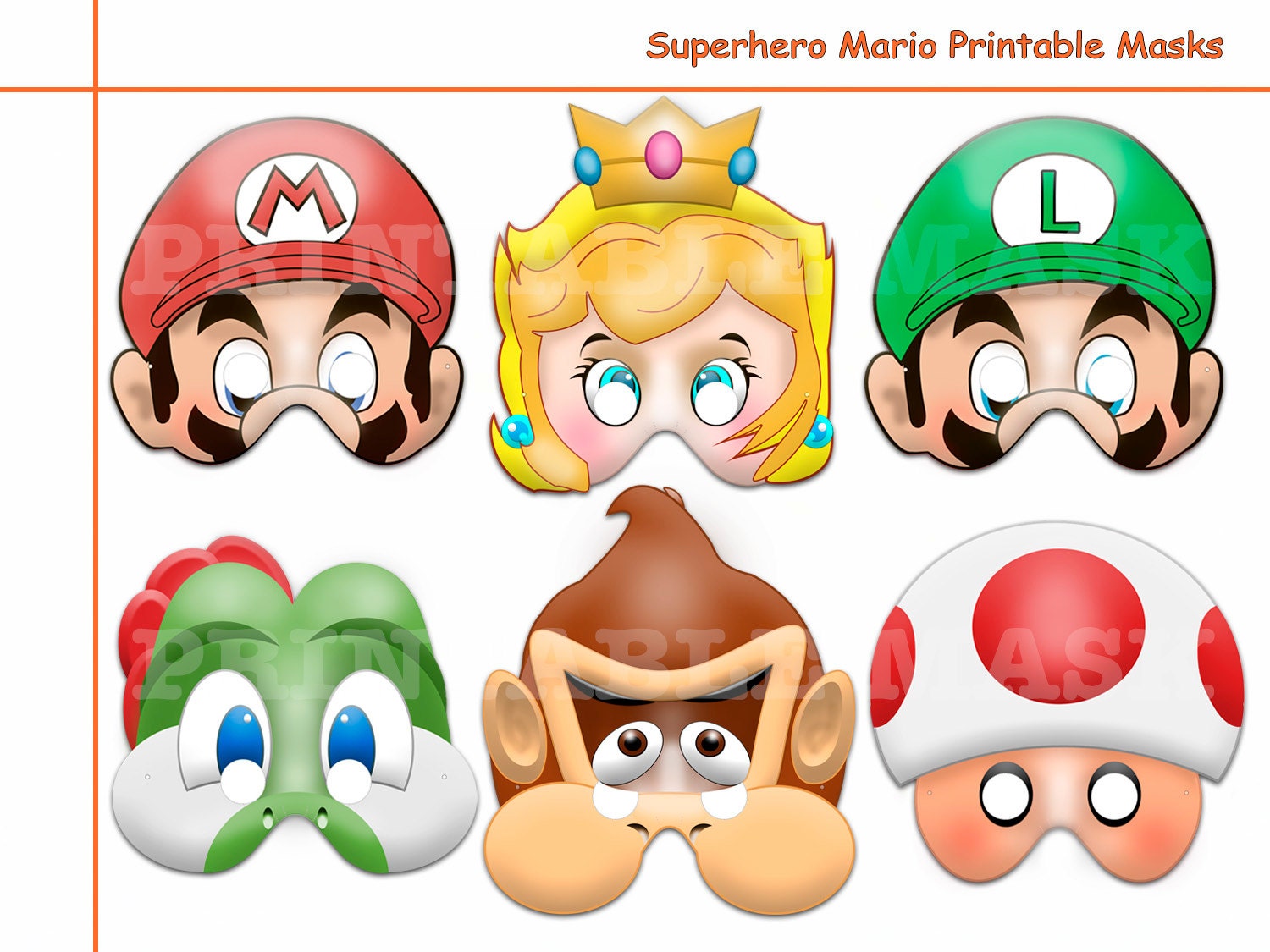 Unique Hero Mario Printable Masks costume birthday photo