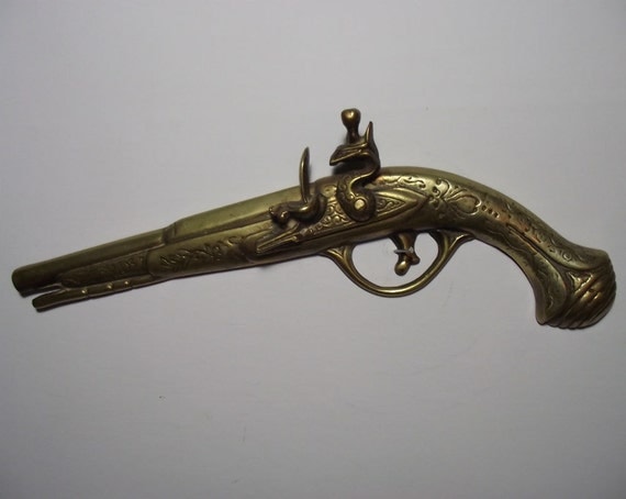 Items similar to Vintage Brass Pistol Ornament/Brass Gun Decoration ...