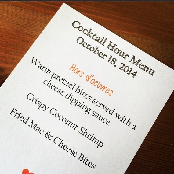 Chevron Wedding Reception Cocktail Hour Menu by papersAndplenty