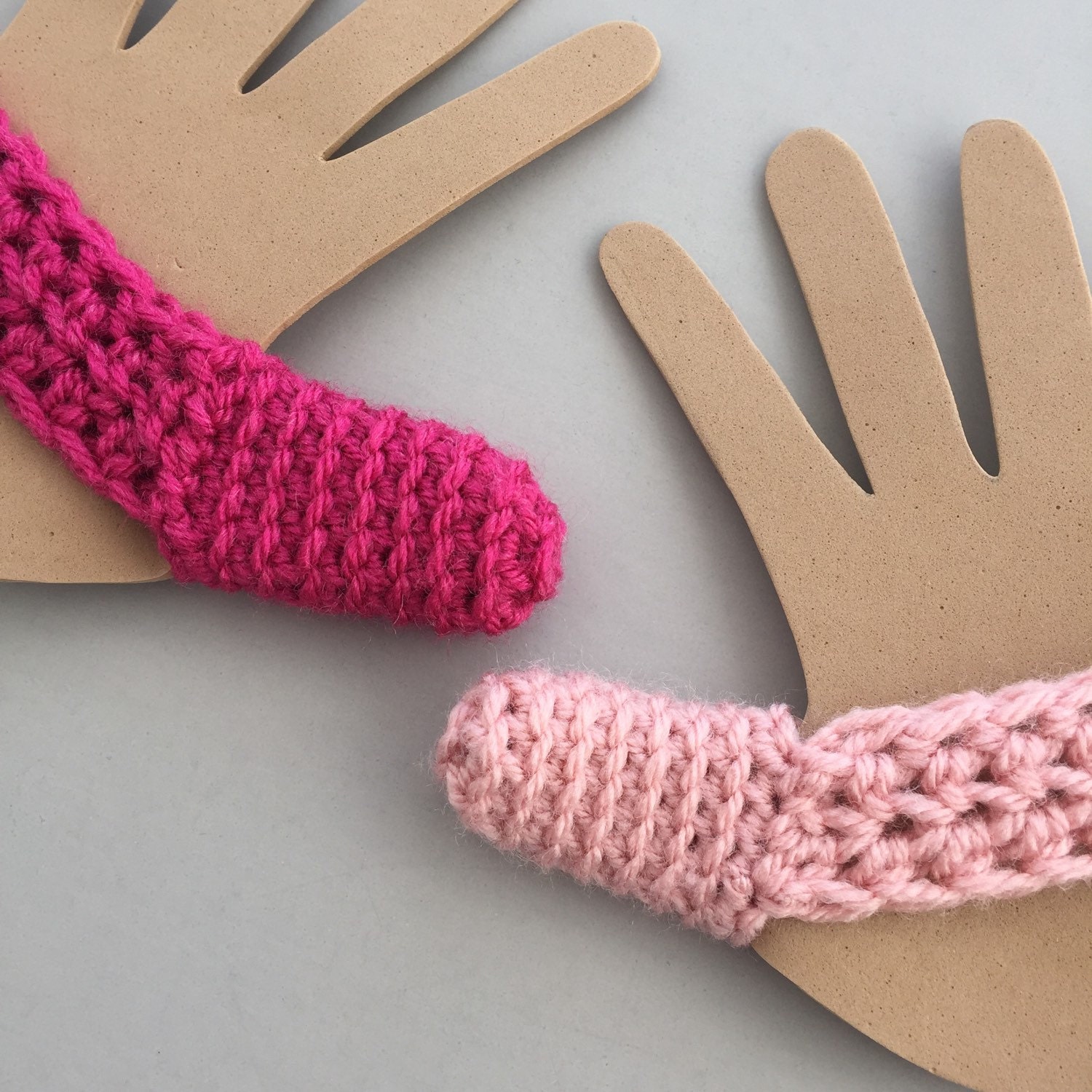 Thumb Guard Set of 2 Pink Lovers Set Crocheted Cozy to