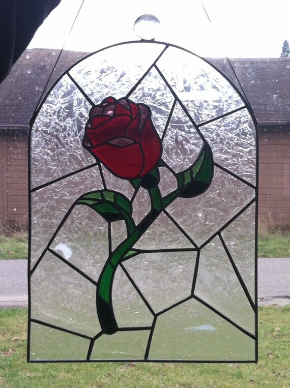 Beauty and the Beast Rose Stained Glass by ...